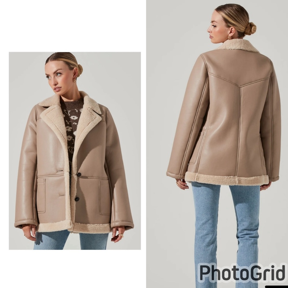 Astr The LABEL FRANCINE FAUX LEATHER SHEARLING JACKET NWOT
